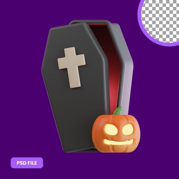 Illustrazione 3D della bara di halloween