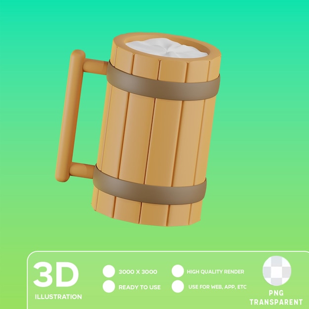 Illustrazione 3D della birra PSD