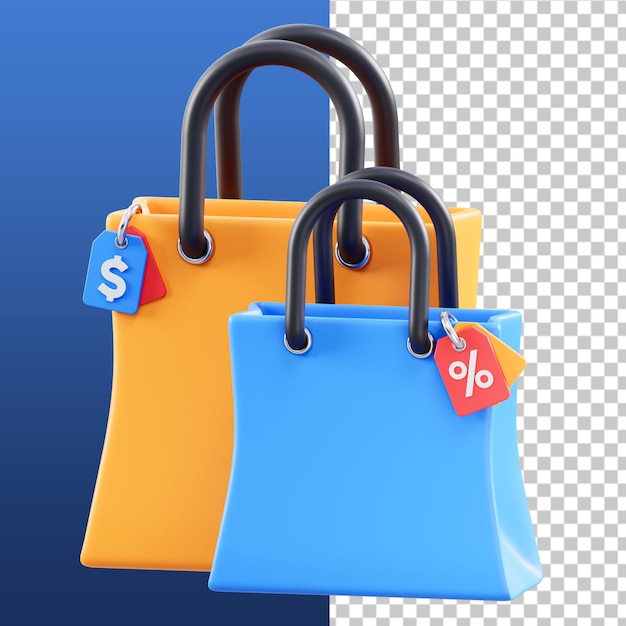 illustrazione 3d della borsa della spesa