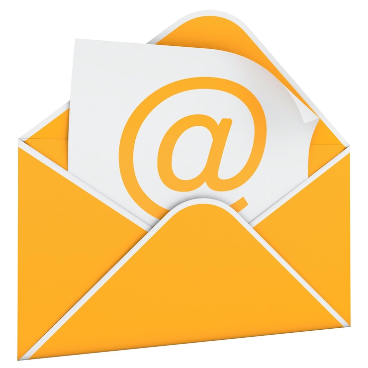 PSD illustrazione 3d della busta e-mail isolata su sfondo trasparente