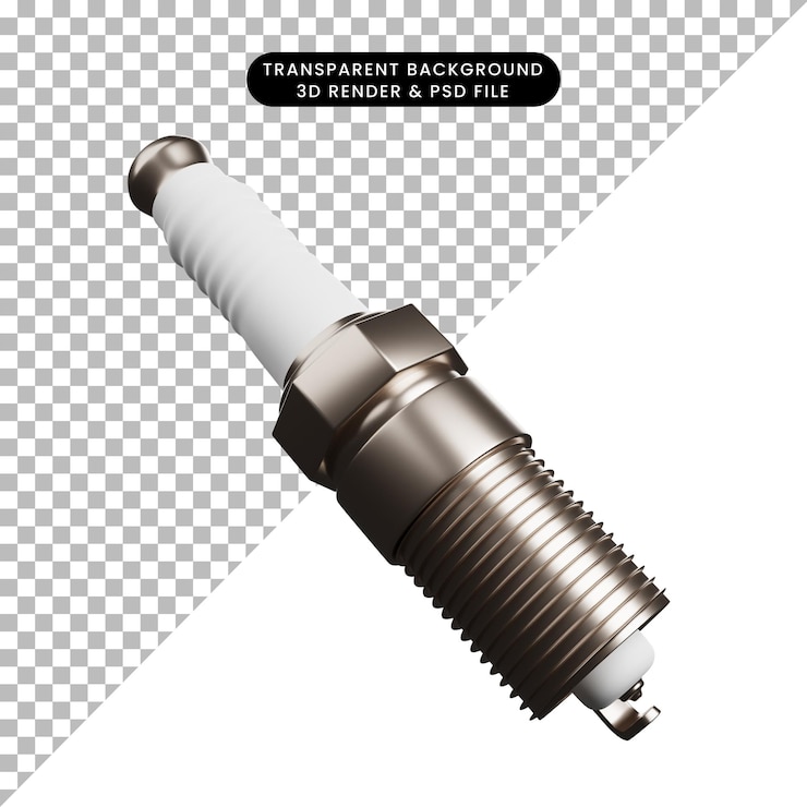 PSD illustrazione 3d della candela di accensione delle parti automobilistiche