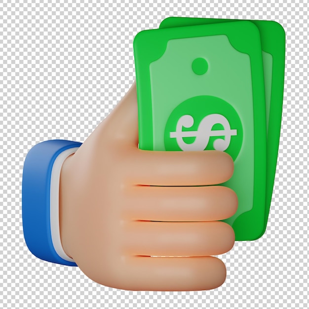 Illustrazione 3d della carta dei soldi del dollaro della stretta della mano