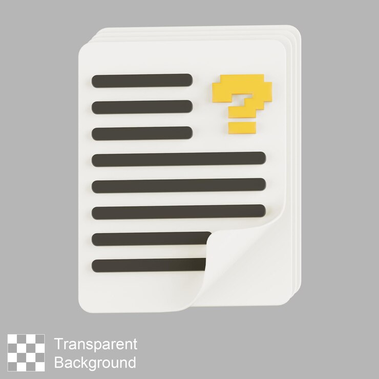 Illustrazione 3D della carta interrogativa
