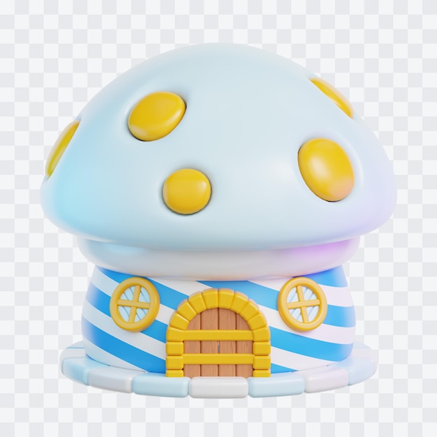 Illustrazione 3D della casa dei funghi