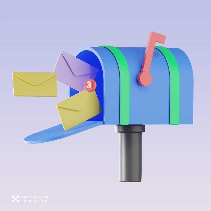 PSD illustrazione 3d della cassetta postale psd