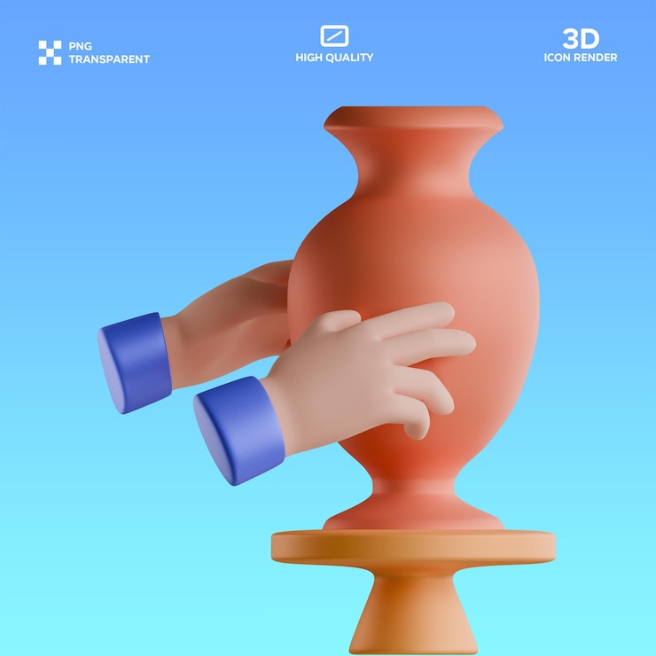 PSD illustrazione 3d della ceramica psd