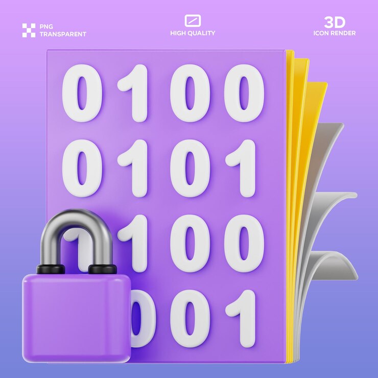 PSD illustrazione 3d della crittografia psd