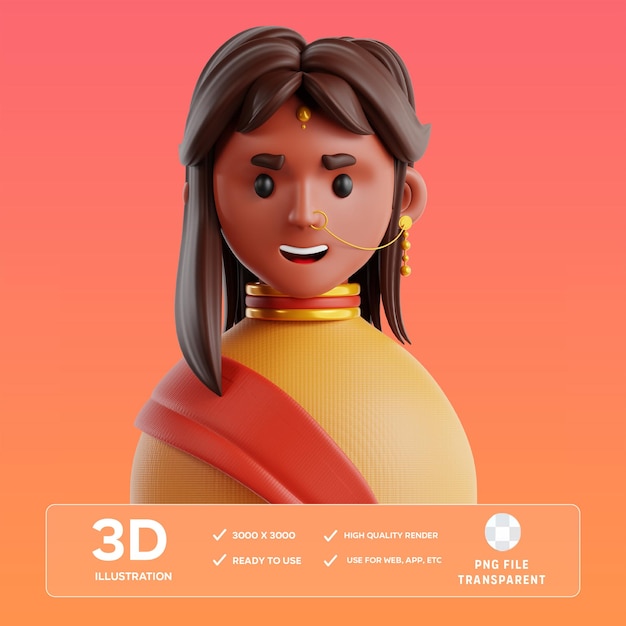 Illustrazione 3D della donna indiana