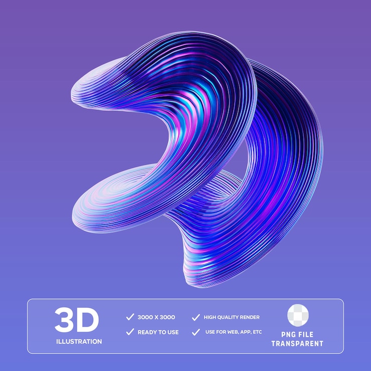 PSD illustrazione 3d della forma blu astratta di psd