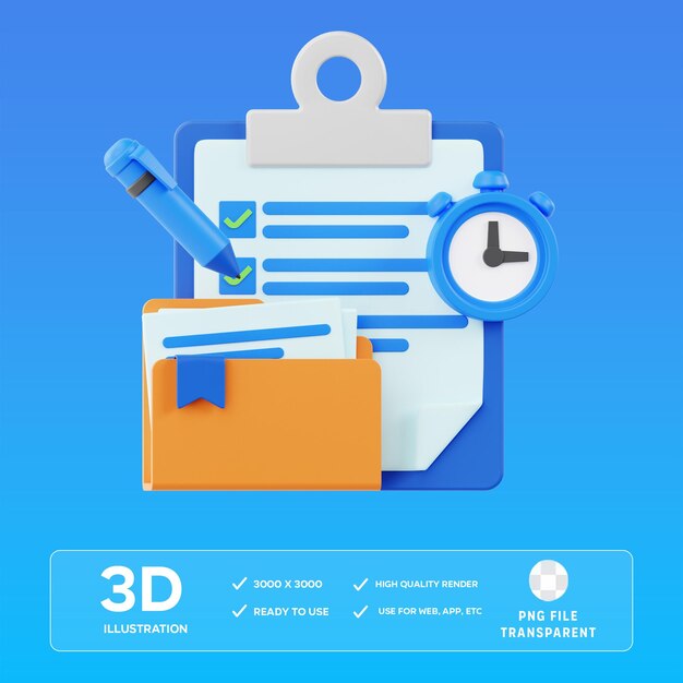 Illustrazione 3D della gestione del progetto PSD
