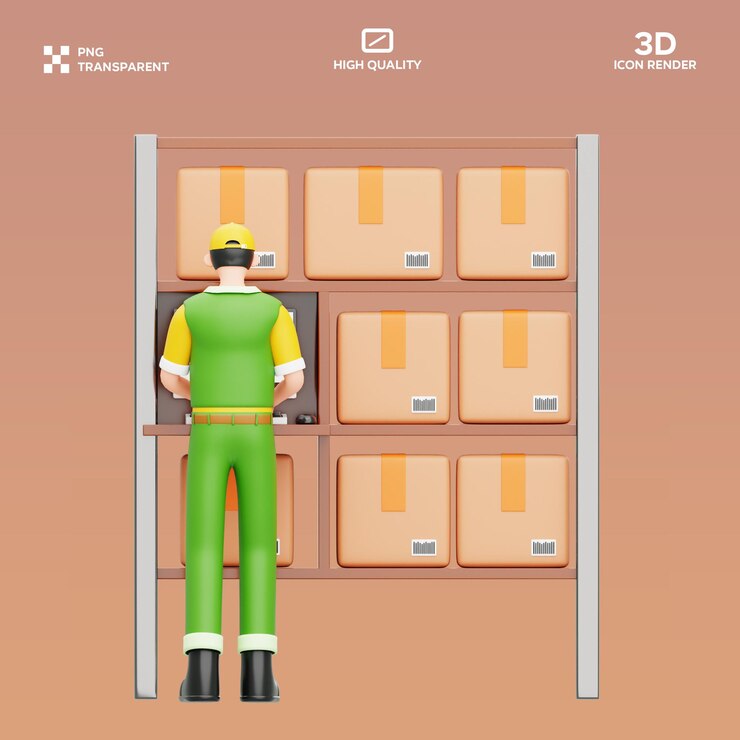 PSD illustrazione 3d della gestione delle scorte psd