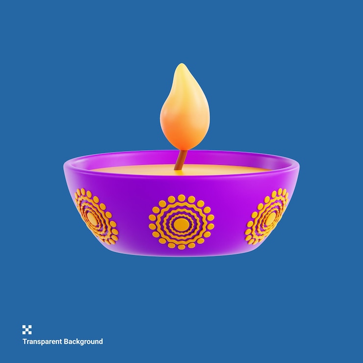 PSD illustrazione 3d della lampada diya nella celebrazione di diwali
