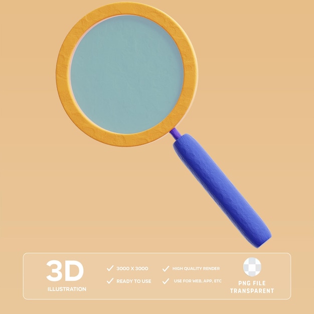 Illustrazione 3D della lente d'ingrandimento PSD
