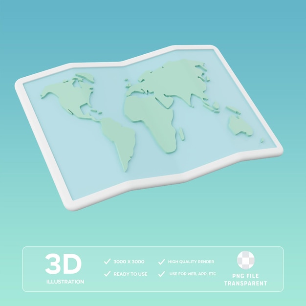 Illustrazione 3D della mappa del mondo PSD