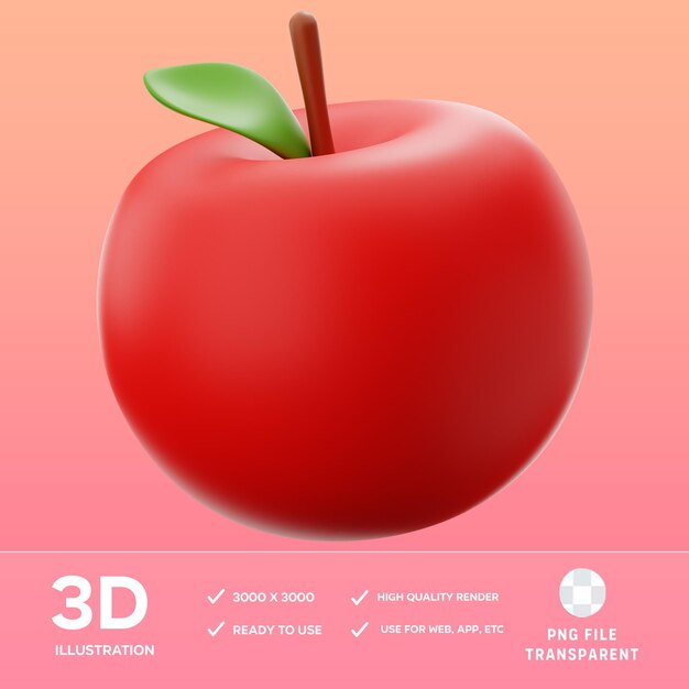 Illustrazione 3D della mela PSD