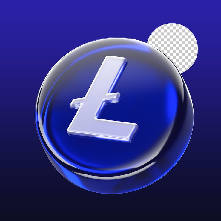 Illustrazione 3D della moneta token litecoin