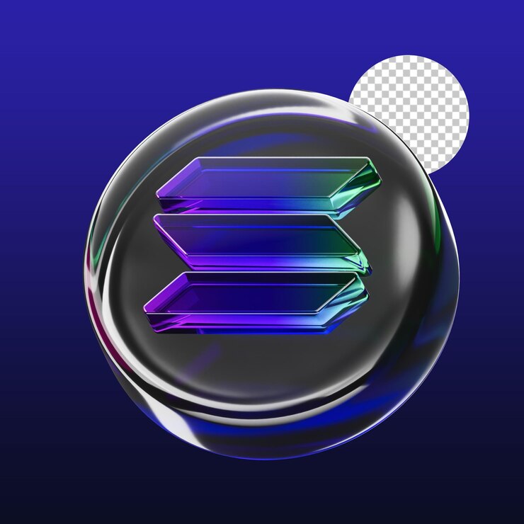 illustrazione 3D della moneta token solana