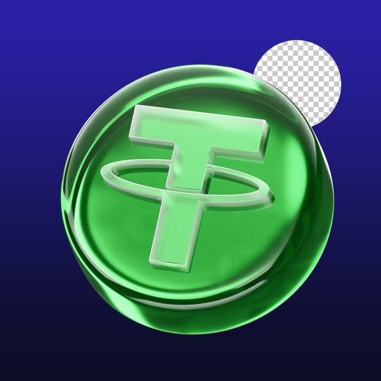 Illustrazione 3D della moneta token tether