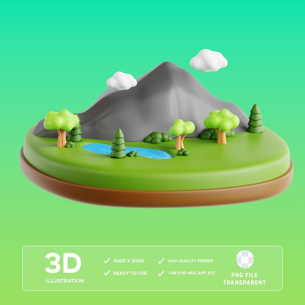 Illustrazione 3D della montagna PSD