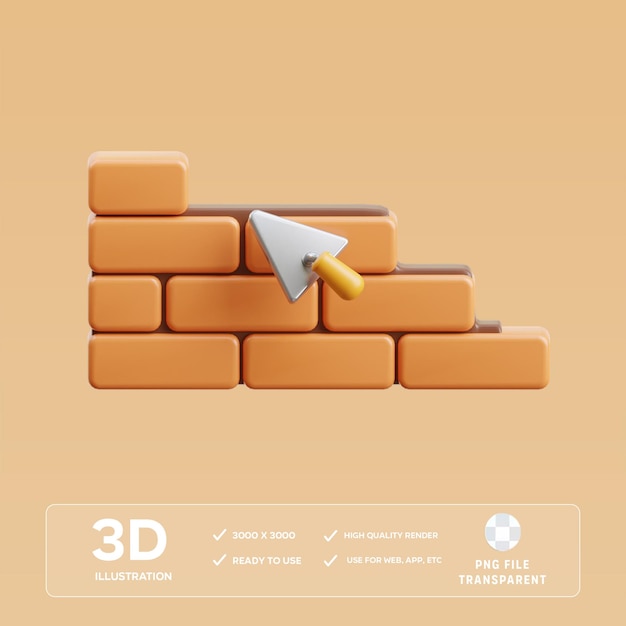 Illustrazione 3D della parete di mattoni PSD