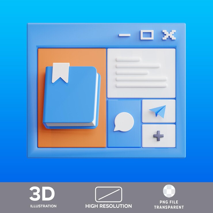 PSD illustrazione 3d della piattaforma di apprendimento psd