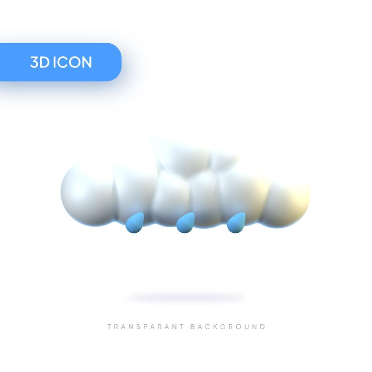 PSD illustrazione 3d della pioggia icon pack element