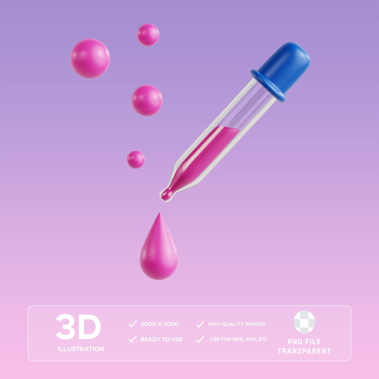 PSD illustrazione 3d della pipetta psd