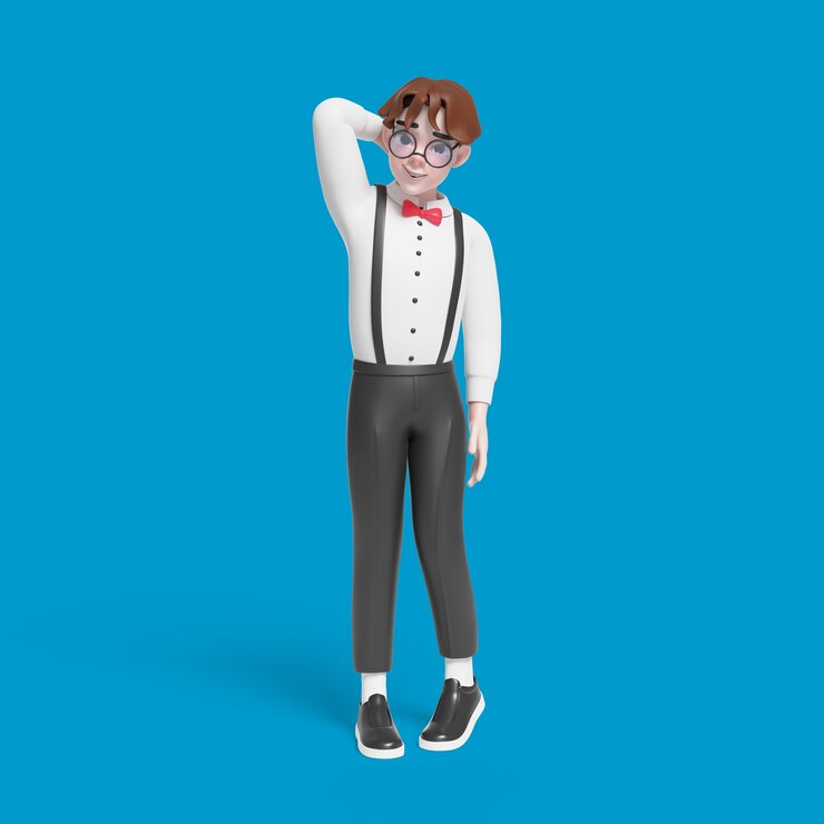 PSD illustrazione 3d della posa del ragazzo nerd