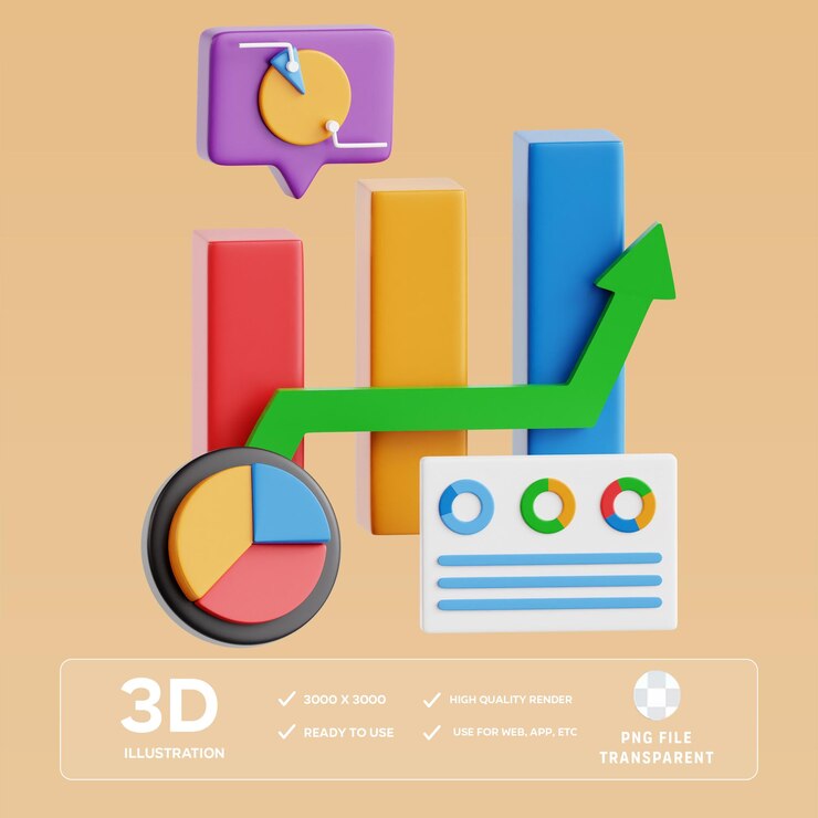 PSD illustrazione 3d della produttività psd