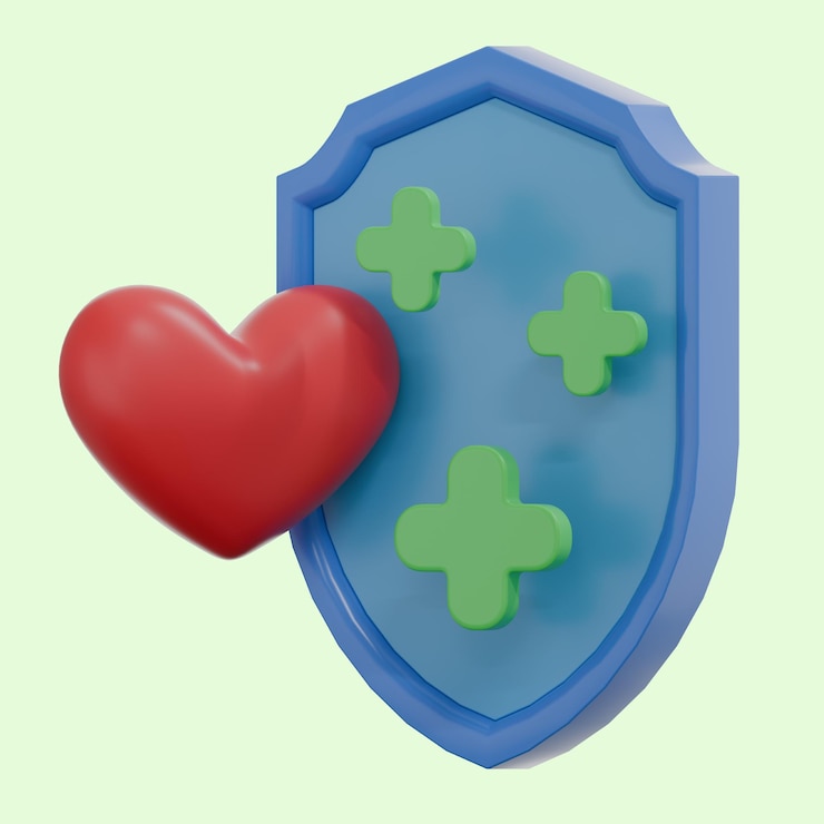 PSD illustrazione 3d della protezione cardiaca