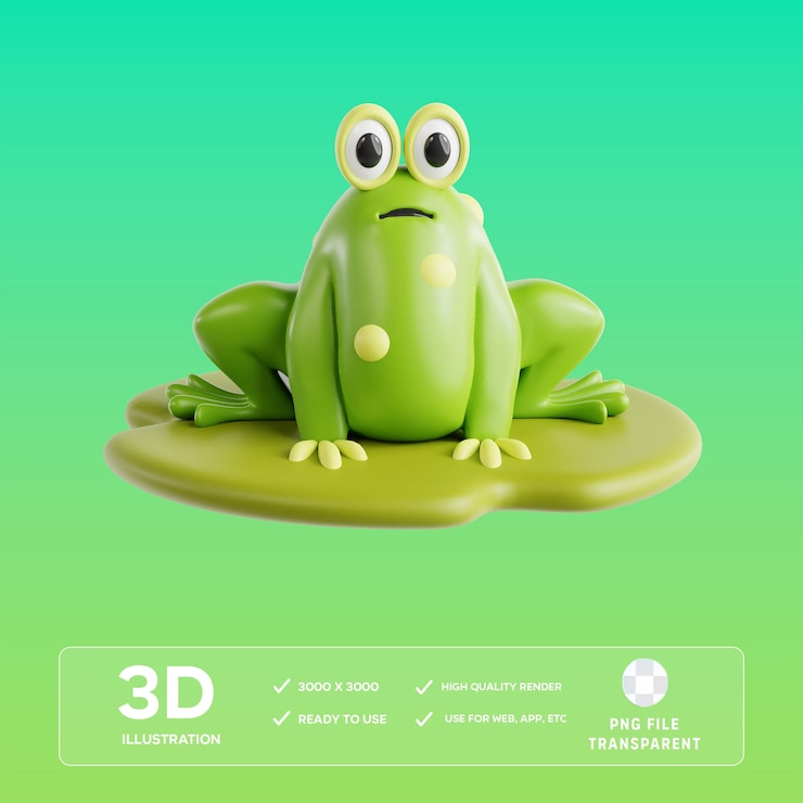 PSD illustrazione 3d della rana psd
