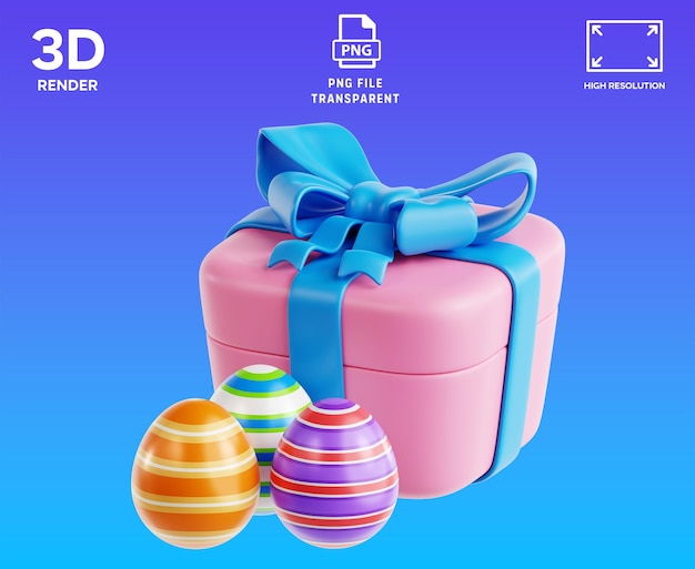 Illustrazione 3D della scatola regalo di Pasqua