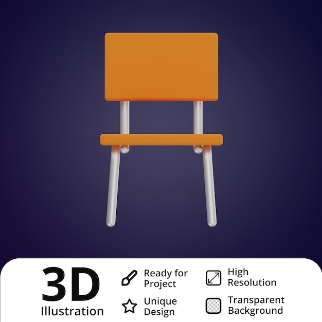 Illustrazione 3d della sedia della scuola