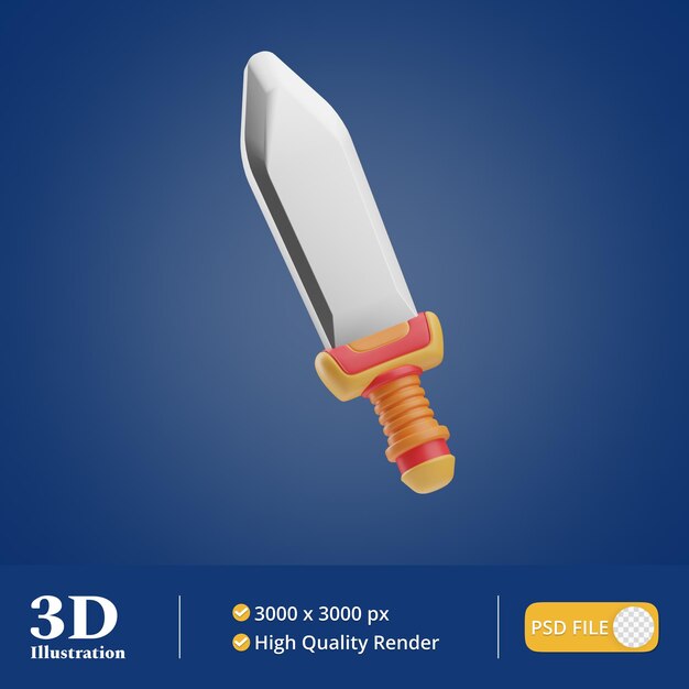 Illustrazione 3d della spada dell'attrezzatura del gioco
