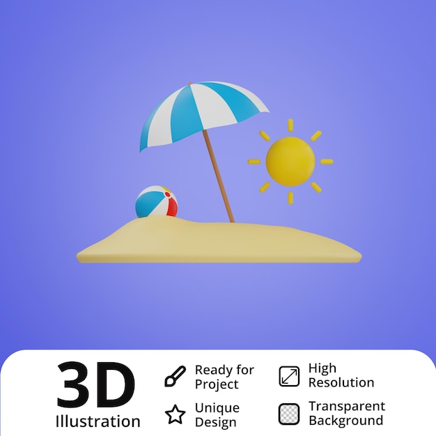 Illustrazione 3D della spiaggia