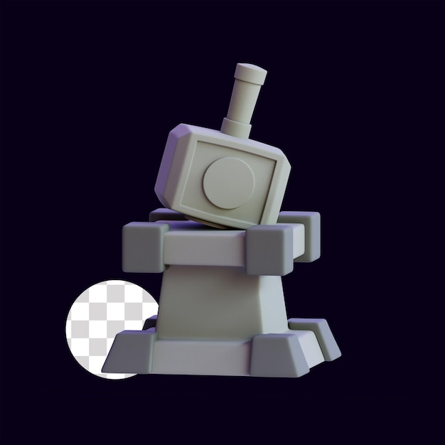 Illustrazione 3D della statua del martello