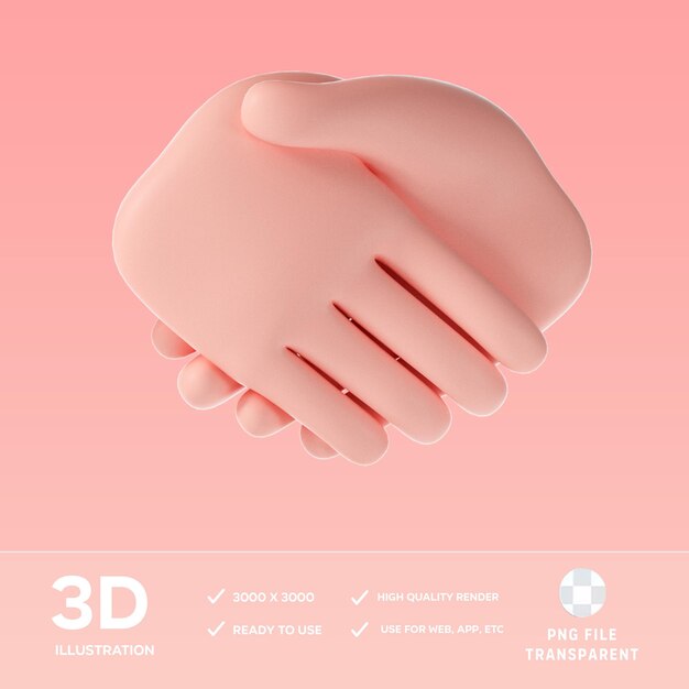 Illustrazione 3D della stretta di mano PSD