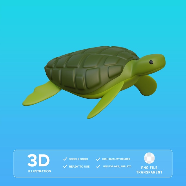 Illustrazione 3D della tartaruga PSD