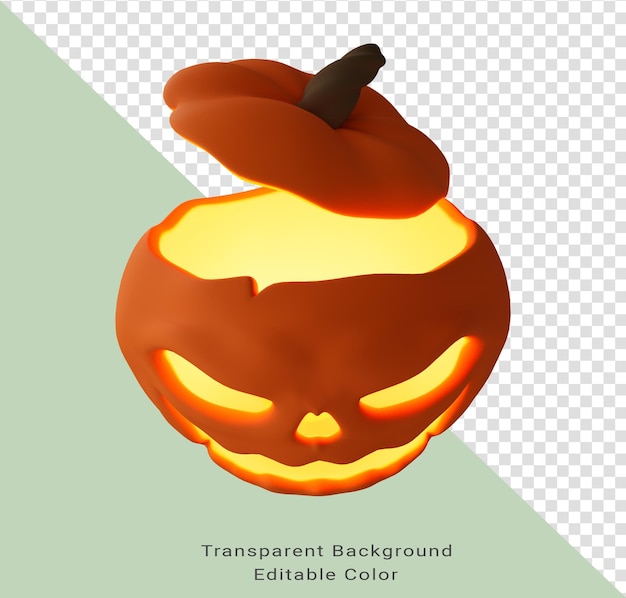 Illustrazione 3d della zucca di Halloween all'interno di una candela incandescente elemento di design di sfondo di Halloween