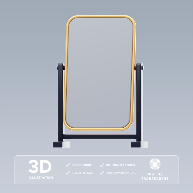 Illustrazione 3D dello specchio a pavimento PSD