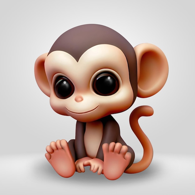 Illustrazione 3D di animali scimmia-scimmia carini