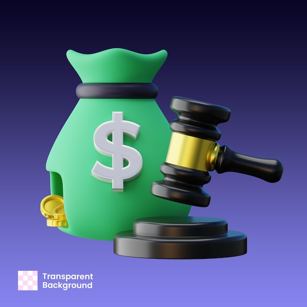 Illustrazione 3D di bancarotta presentata in tribunale