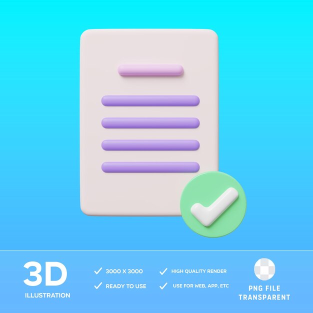 Illustrazione 3D di carta approvata da PSD