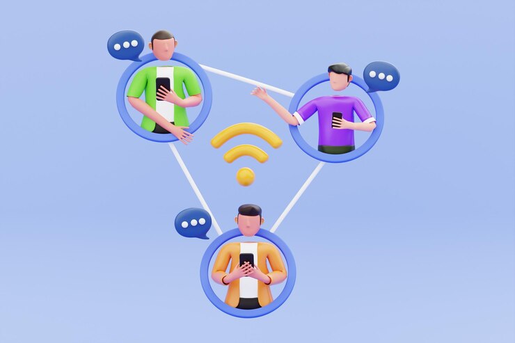 PSD illustrazione 3d di chat di gruppo online