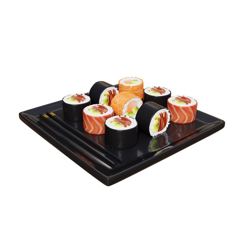 PSD illustrazione 3d di cibo giapponese