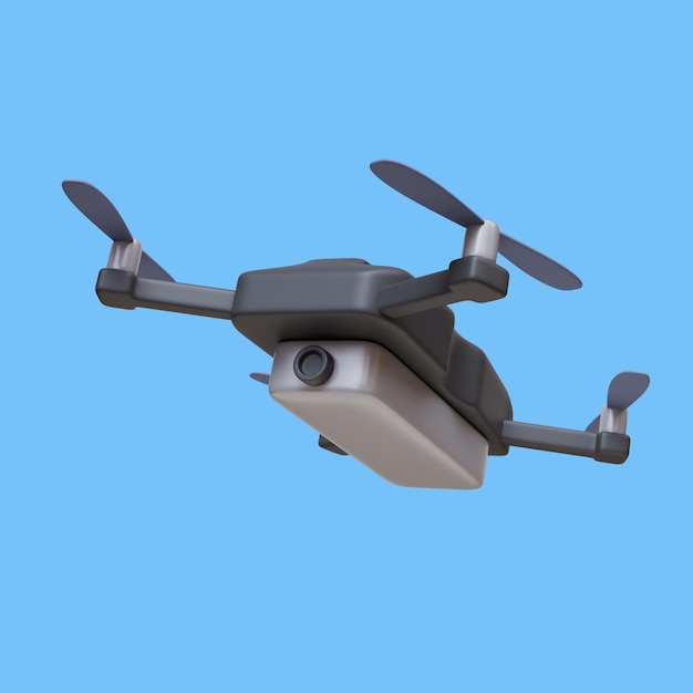 Illustrazione 3D di drone con telecamera per la consegna aerea quadcopter concetto di tecnologie moderne