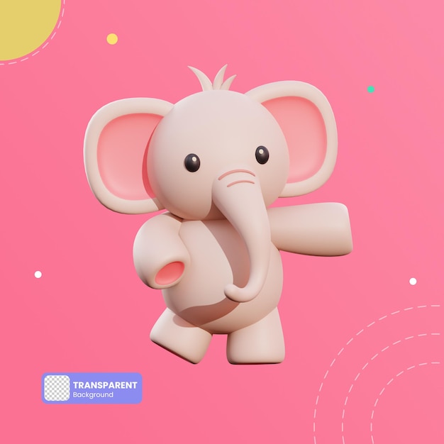 Illustrazione 3d di elefante carino