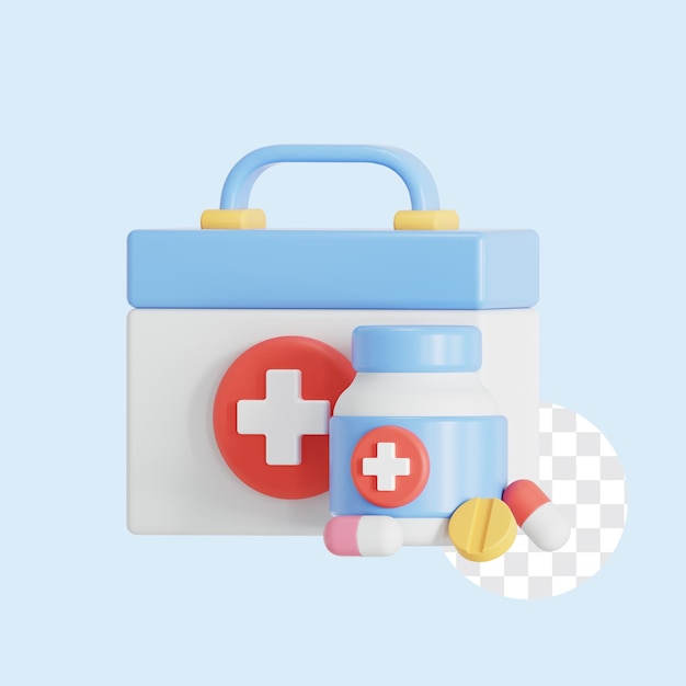 Illustrazione 3D di forniture mediche