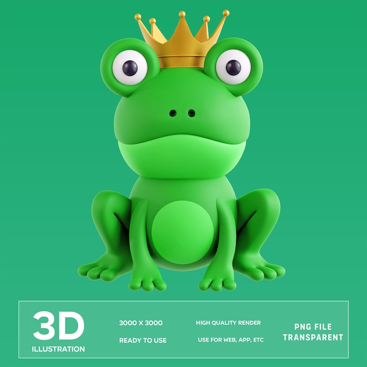 PSD illustrazione 3d di frog prince
