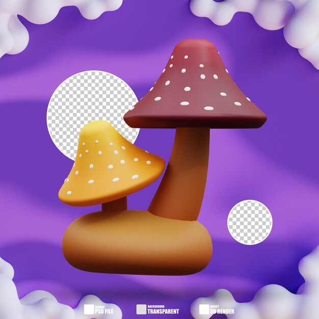 Illustrazione 3d di funghi 3